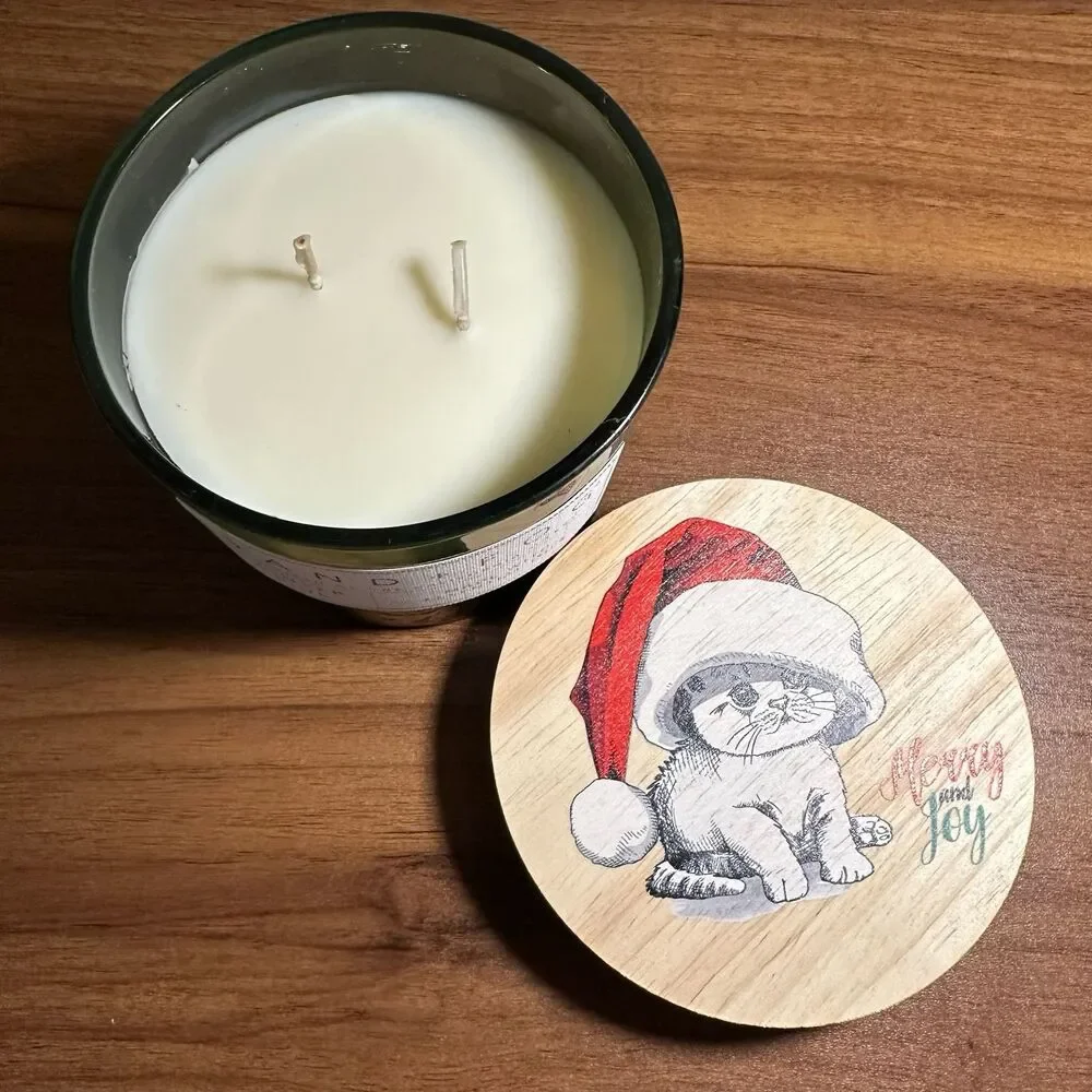 12oz Sand + Paws Kitten Christmas Holiday Soy Wax Candle